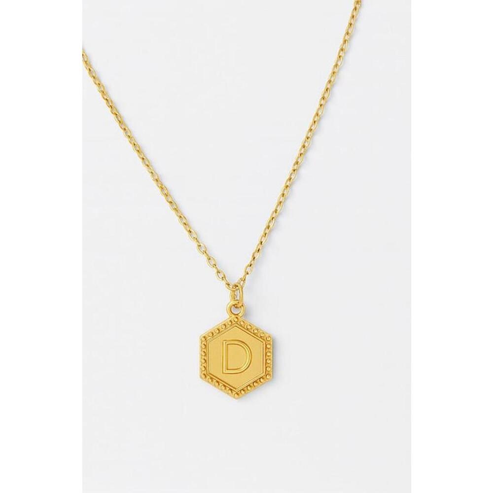 Gold Hexagon Initial “D” Pendant Necklace BIN Z